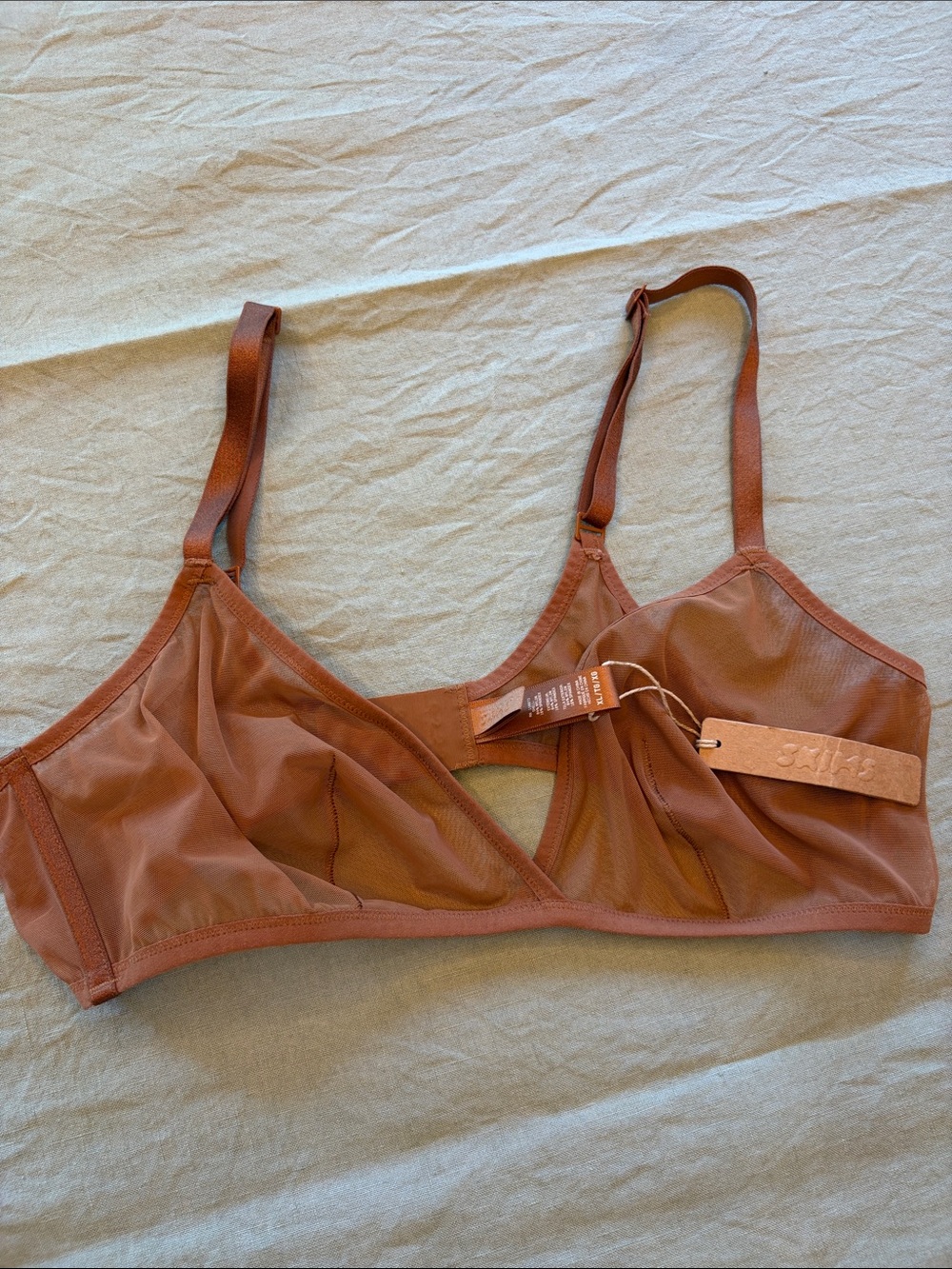 SKIMS Sheer Mesh Bralette in Bronze XL NWT